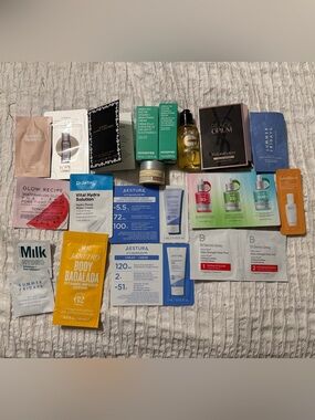 Sephora Black & Clear Striped Reusable Cosmetic Pouch with samples